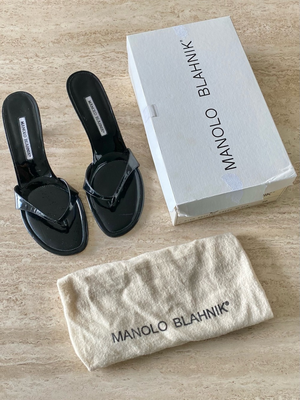 Vintage Manolo Blahnik Thong Sandal Heels - Picture 2 of 11